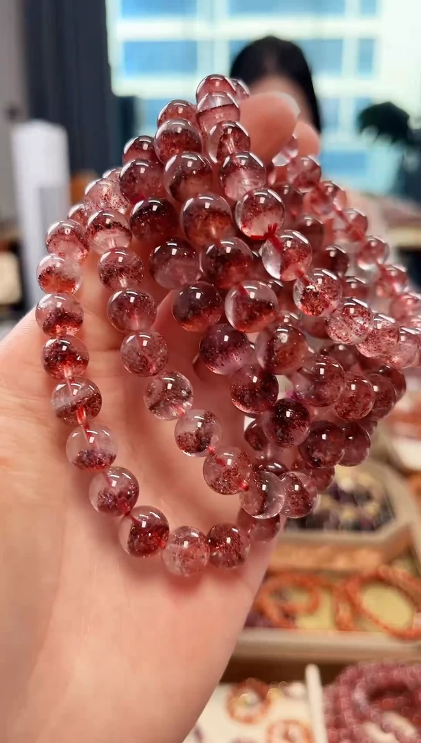 未镶嵌手串水晶金草莓超七单圈手串9mm【多样性发一】