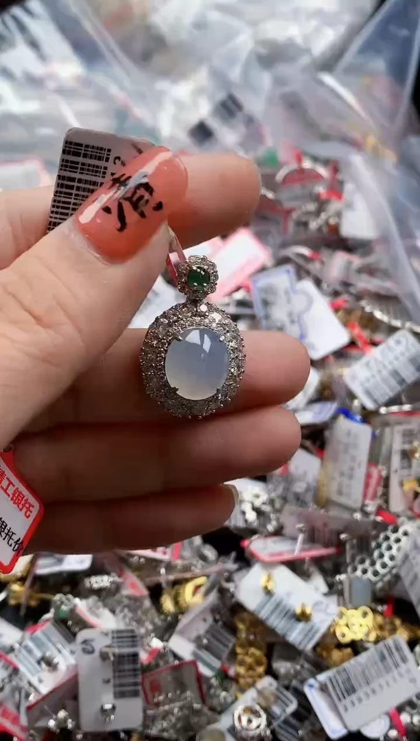 银S925镶嵌戒指翡翠天然A货缅甸翡翠