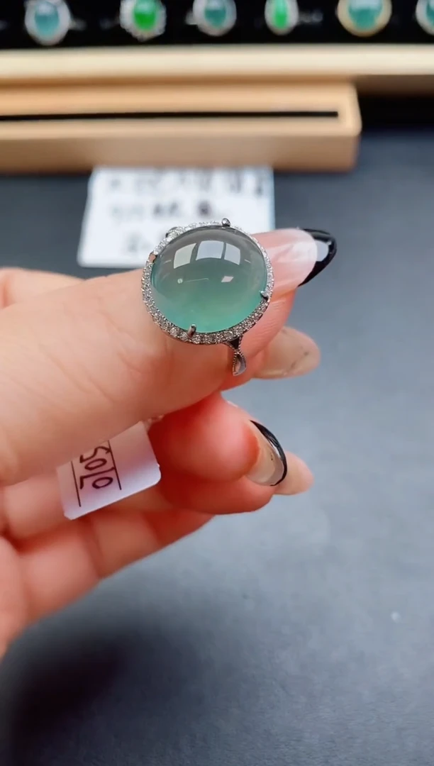 翡翠戒指银S925镶嵌0850