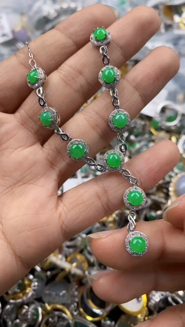 银S925镶嵌戒指翡翠888-1