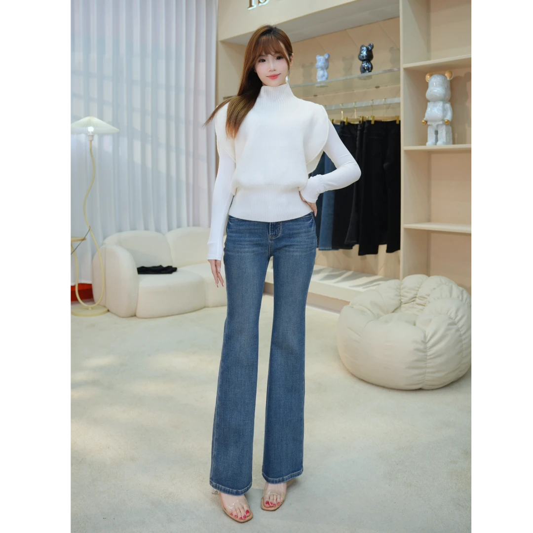 修身显瘦直筒喇叭裤进口定制面料经典百搭提臀2026秋冬新款#6689