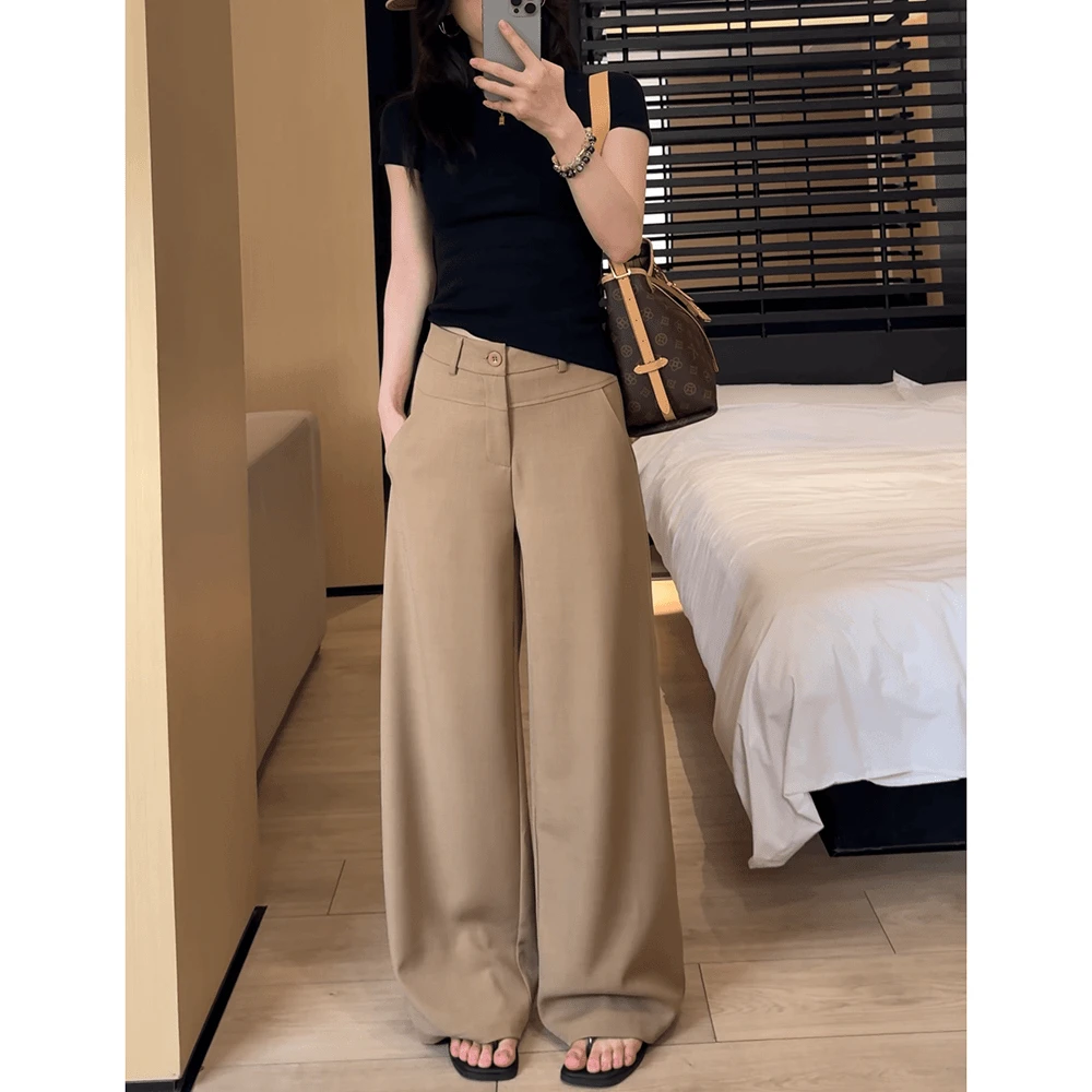 老钱风休闲百搭西装阔腿裤女夏季新款高级感宽松垂感直筒拖地裤