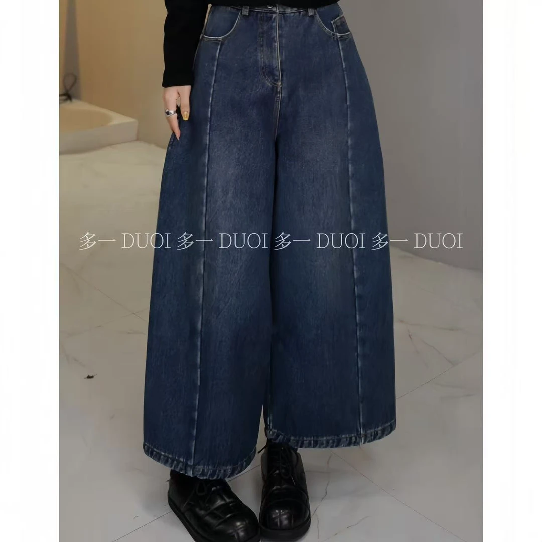 多一“明线牛仔”2025秋冬时尚简约正腰中骨线设计百搭加绒牛仔裤