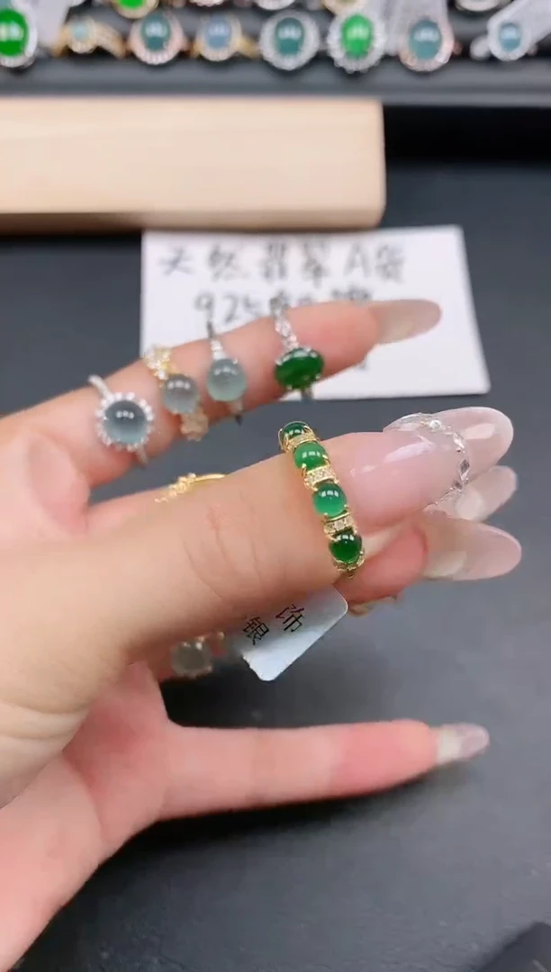 银S925镶嵌戒指翡翠11