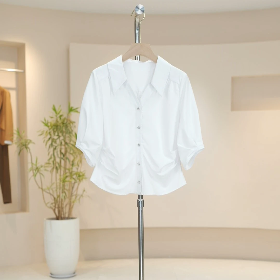 【认准正版】 2025年夏季新款五分袖气质显瘦女士衬衫