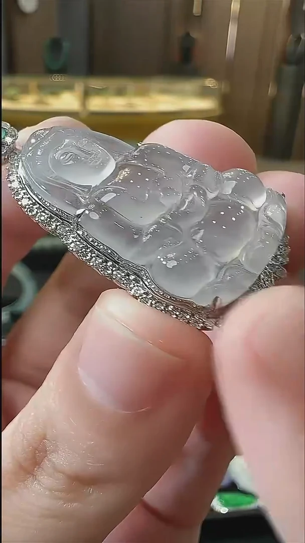 颈饰18K金镶嵌翡翠18k镶嵌-天然A货翡翠