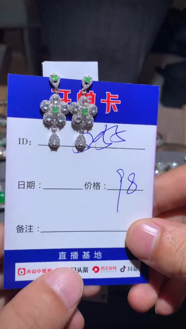 【闪购商品】翡翠耳饰银S925镶嵌向 用户123861195455