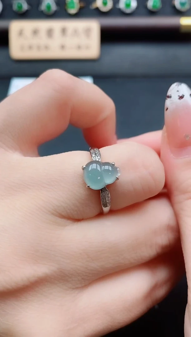 银S925镶嵌戒指翡翠1