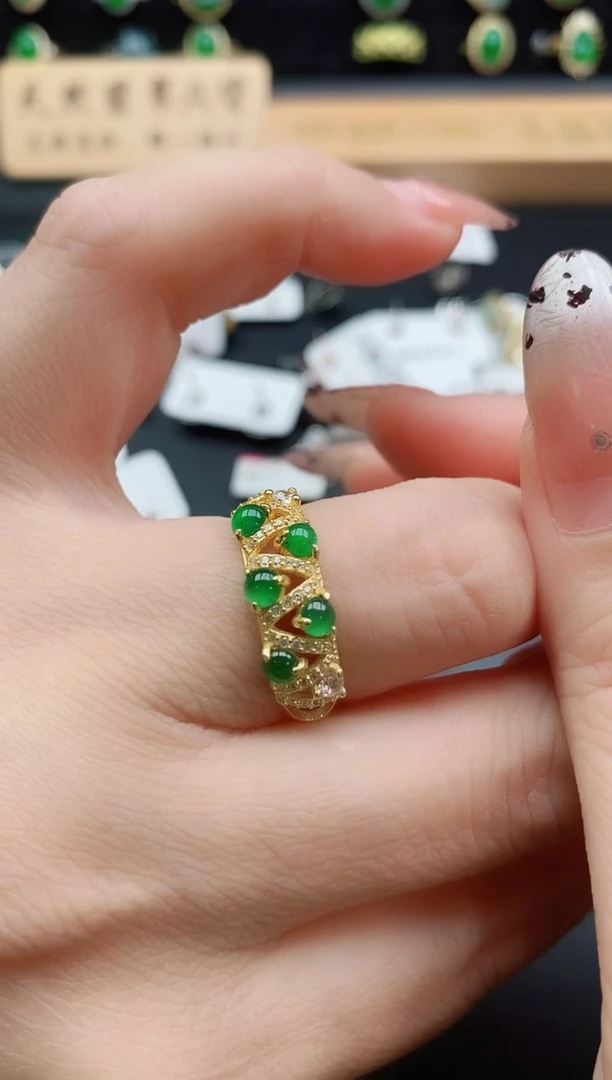 银S925镶嵌戒指翡翠1