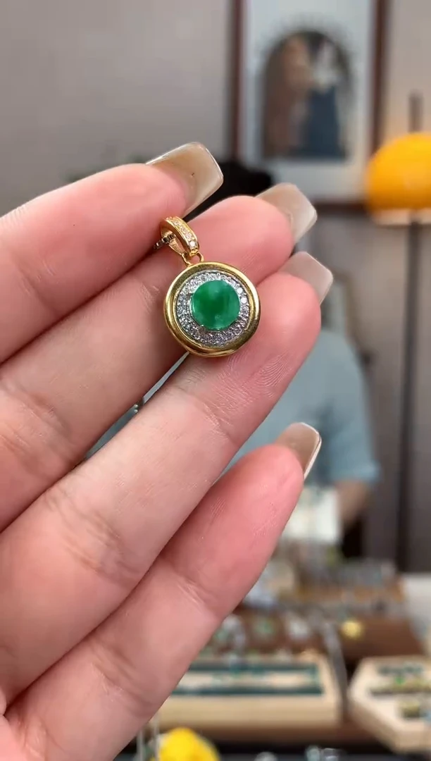 翡翠银S925镶嵌吊坠(不含链)吊坠