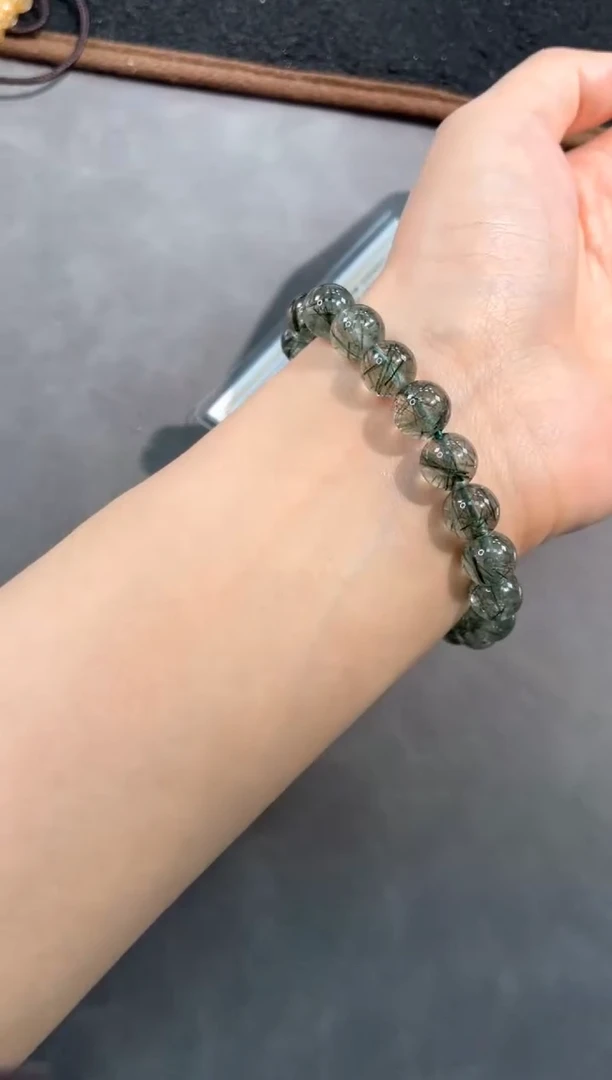 【闪购商品】发晶手链未镶嵌61号绿发单圈9mm