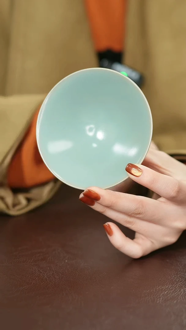 摆件瓷原矿原釉汝宋汝瓷 斗笠杯