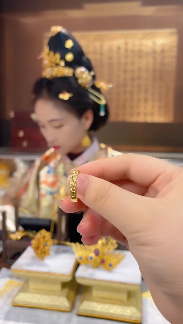 无925银纯银镀金碎冰冰活口戒指/件
