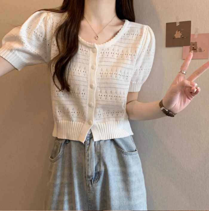 微微001到200  B   默认瑕疵 短袖针织开衫上衣女