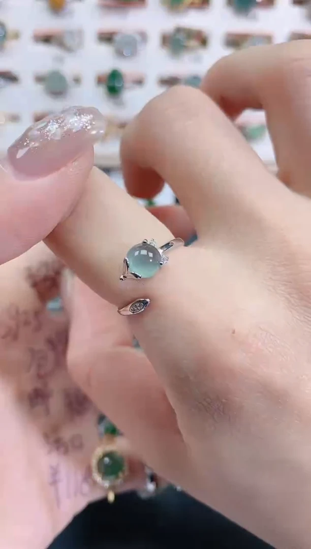 银S925镶嵌戒指翡翠天然翡翠
