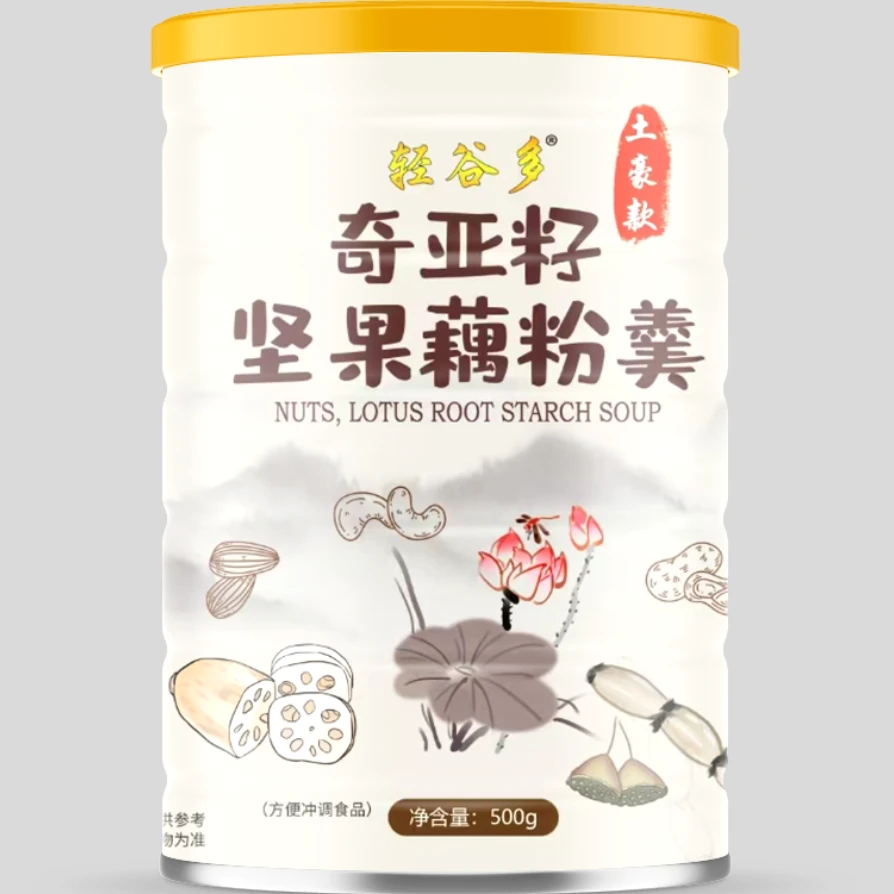 轻谷多土豪款奇亚籽坚果藕粉羹500克*3罐+杯勺 PLD