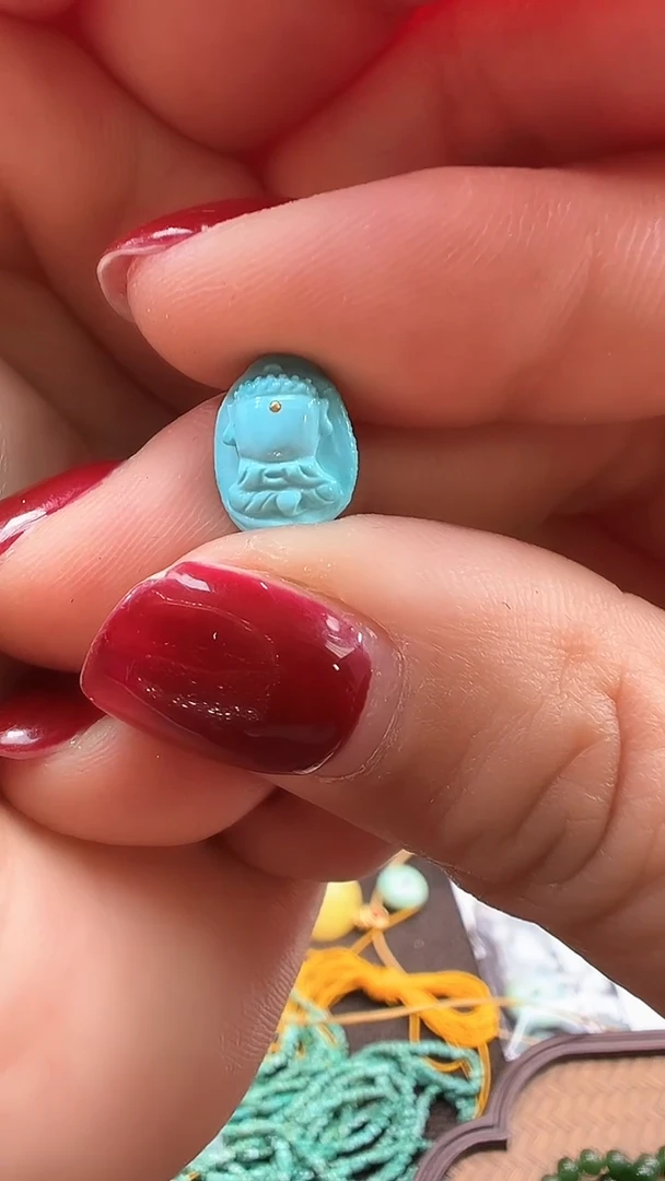 未镶嵌绿松石配饰配珠绿松石高瓷精工小佛吊坠