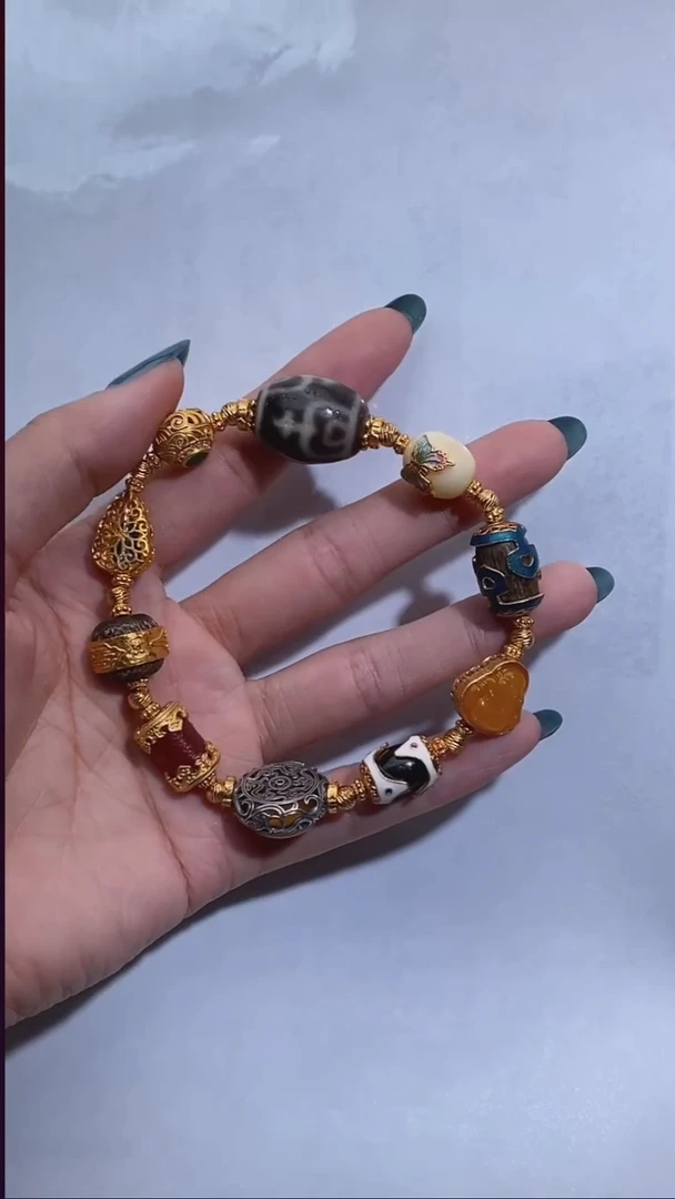 玛瑙/玉髓（覆膜）颈饰未镶嵌Y396-宝瓶多宝手串多样性发一