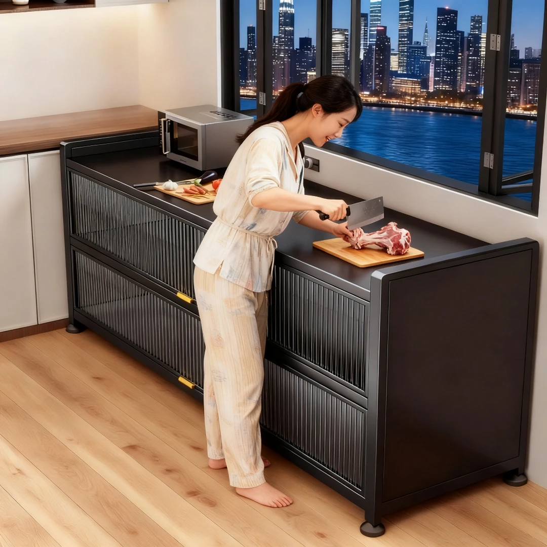 多功能置物架新款家用微波炉落地多层橱柜餐边一体收纳厨房储物柜