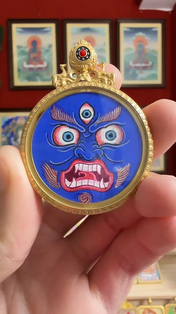 吊坠大黑-热贡纯手绘唐卡