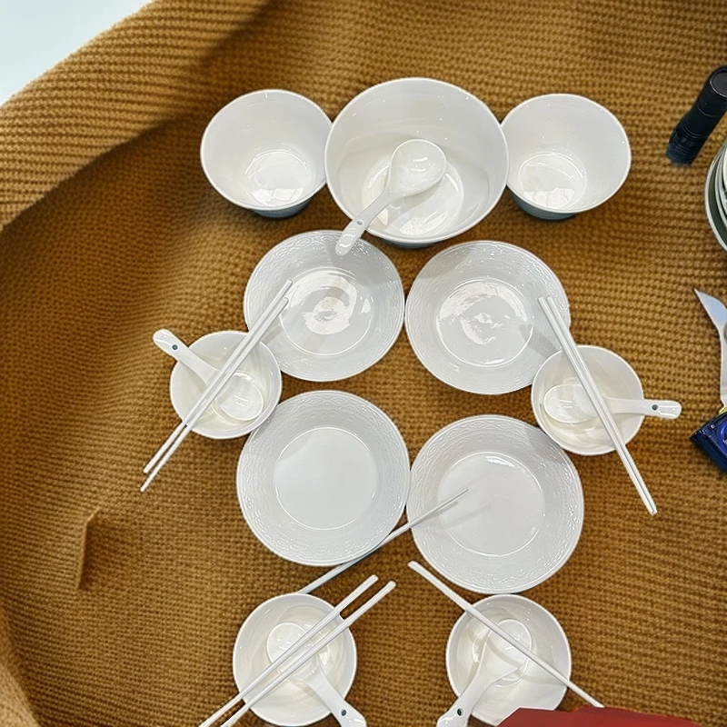 【4人食套装】敦煌碗盘餐具套装陶瓷釉下彩高端浮雕餐具