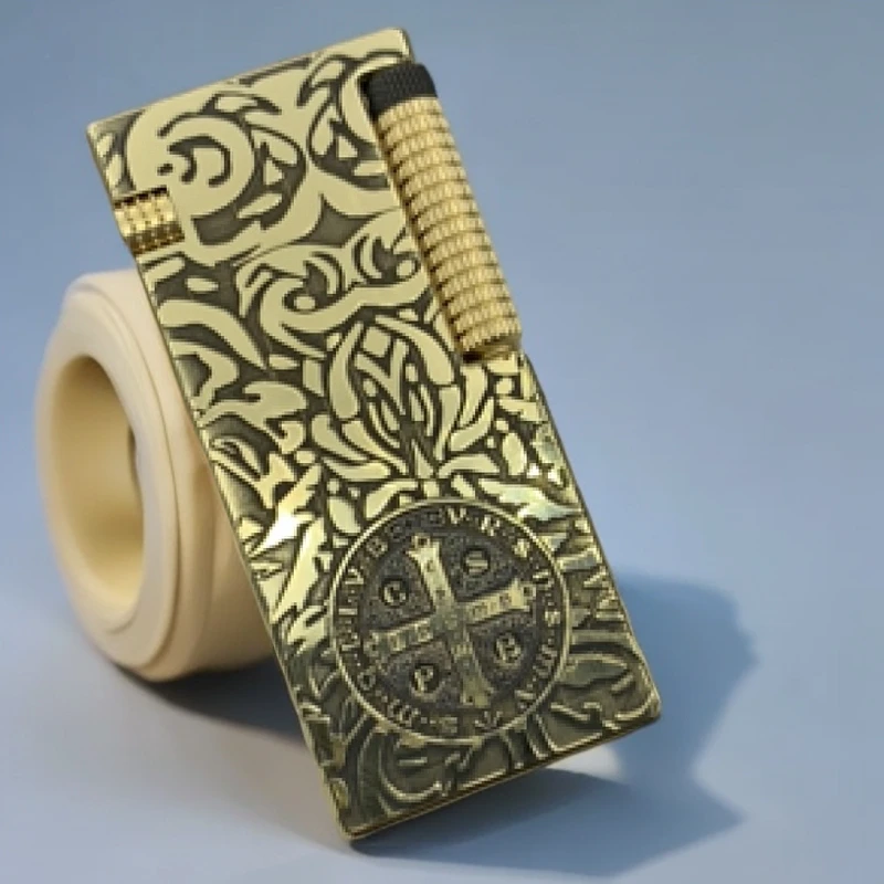 好运达天穹黄铜煤油打火机高档复古窄版侧滑双仓男士经典商务机