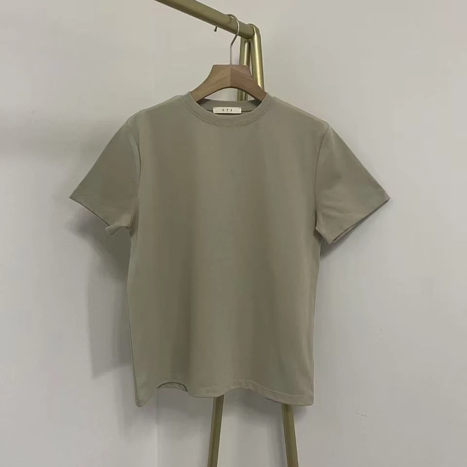 短袖常规韩版宽松液氨凉感丝光棉棉质圆领t恤T恤百搭简约DD-35