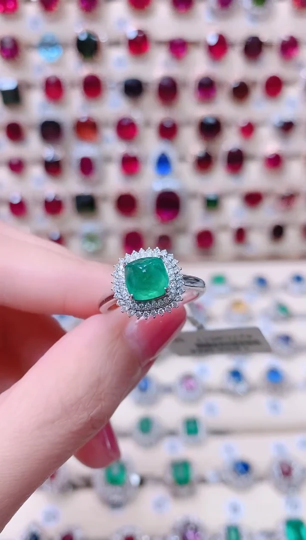 18K金镶嵌18K金戒指祖母绿1