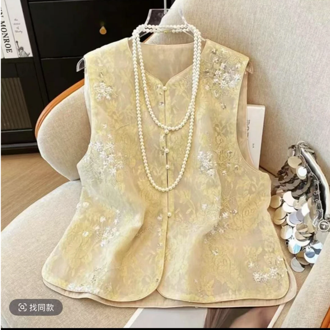 【乔其纱】新中式夏季国风马甲重工新款背心网纱百搭坎肩气质薄款女