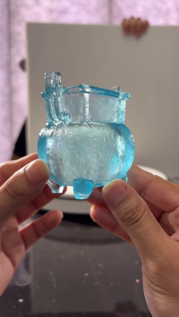 摆件天青色宣德炉水晶琉璃