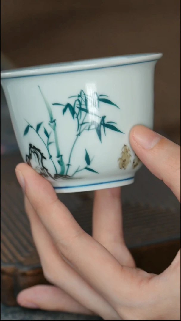 【草木灰竹叶手绘压手杯】【9西泠纸盒】