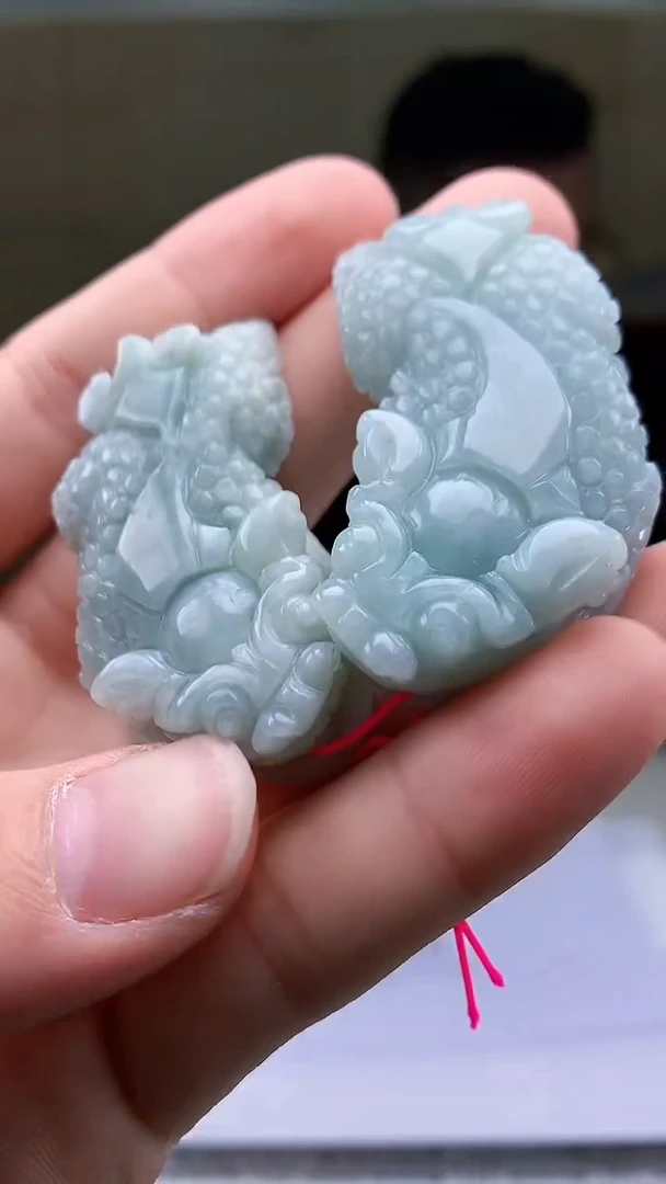 【闪购商品】定制翡翠未镶嵌5152bb-毛货挂件一对29