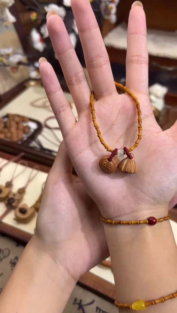 手串桃核【桃缘行】竹节「福气莲莲」桃木桃核辟、挡、驱、护 备注手围