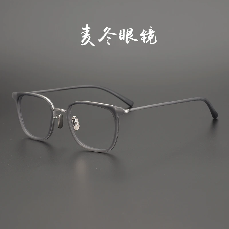 超轻9.6g！设计师款日系纯钛超轻镜框复古女近视男商务方框眼镜017