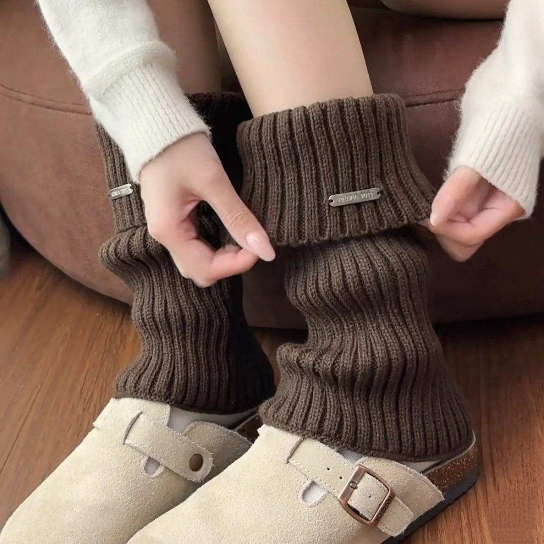 金属标袜套堆堆袜小腿袜美腿修饰腿型秋冬季针织保暖竖条纹防滑