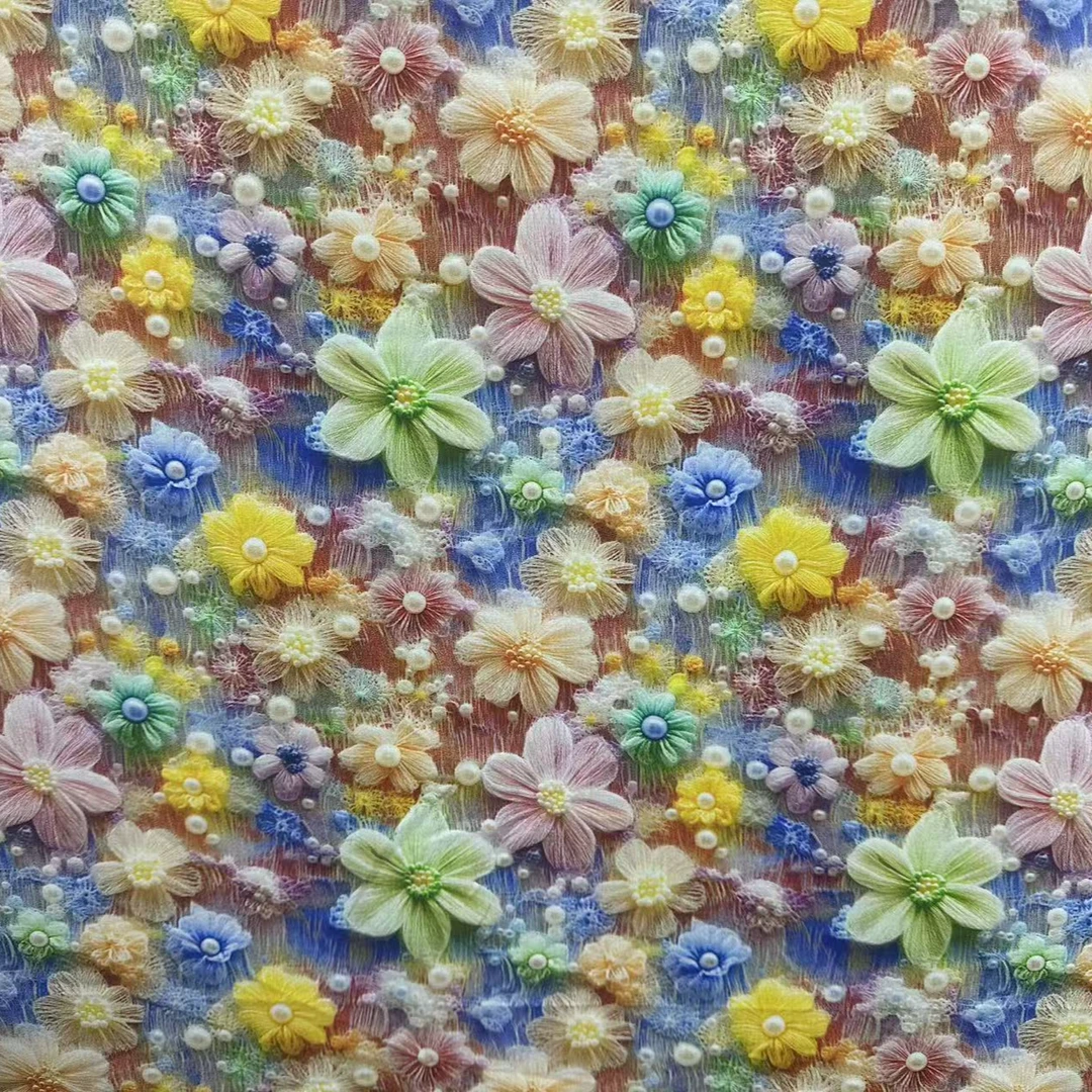 精品棉绸，5D立体印花 流苏小花