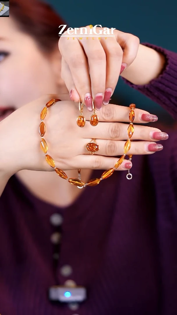 【闪购商品】琥珀颈饰未镶嵌天然琥珀三件套