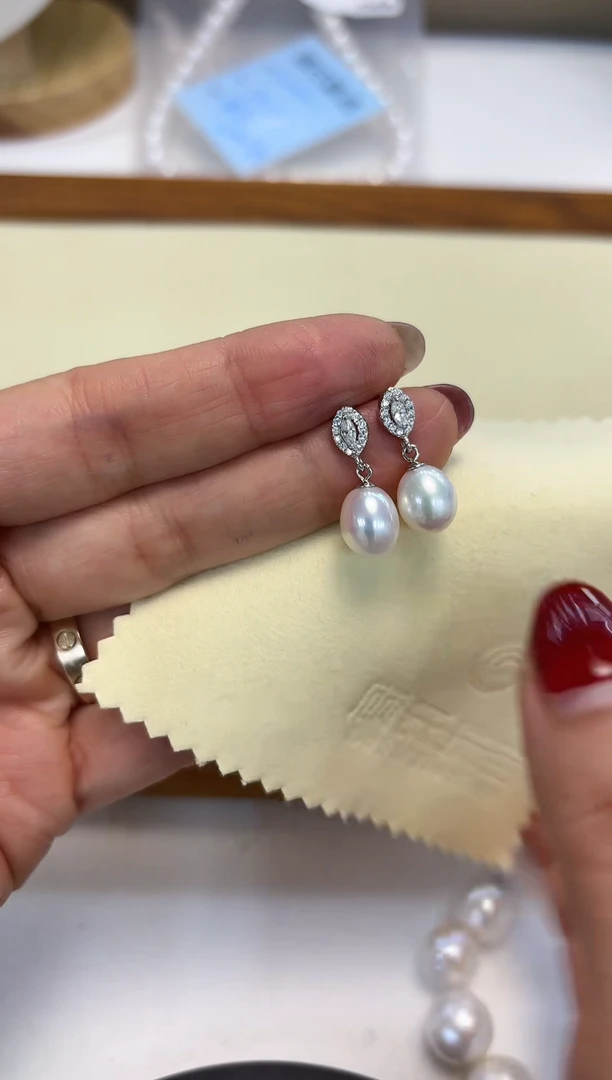 银S925镶嵌耳饰淡水珍珠无核福利款