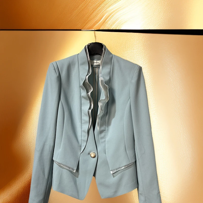 春季高端面料做工精良欧根纱装饰设计师款式高端时尚女时装修身