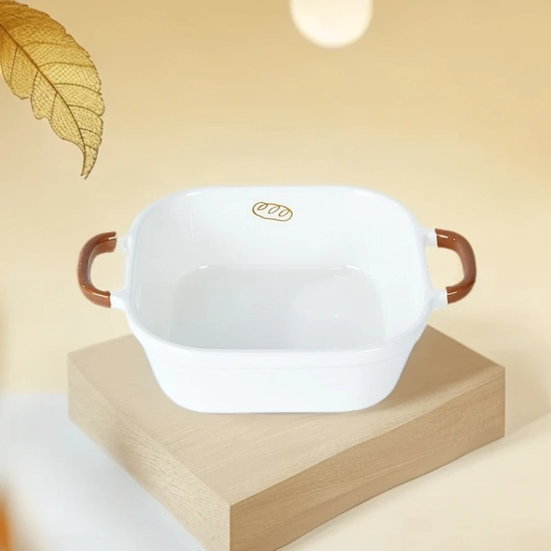 【多米家】15*5CM 巧克力耳朵小烤盘 沙拉盘 带双耳20CM 微瑕不售后