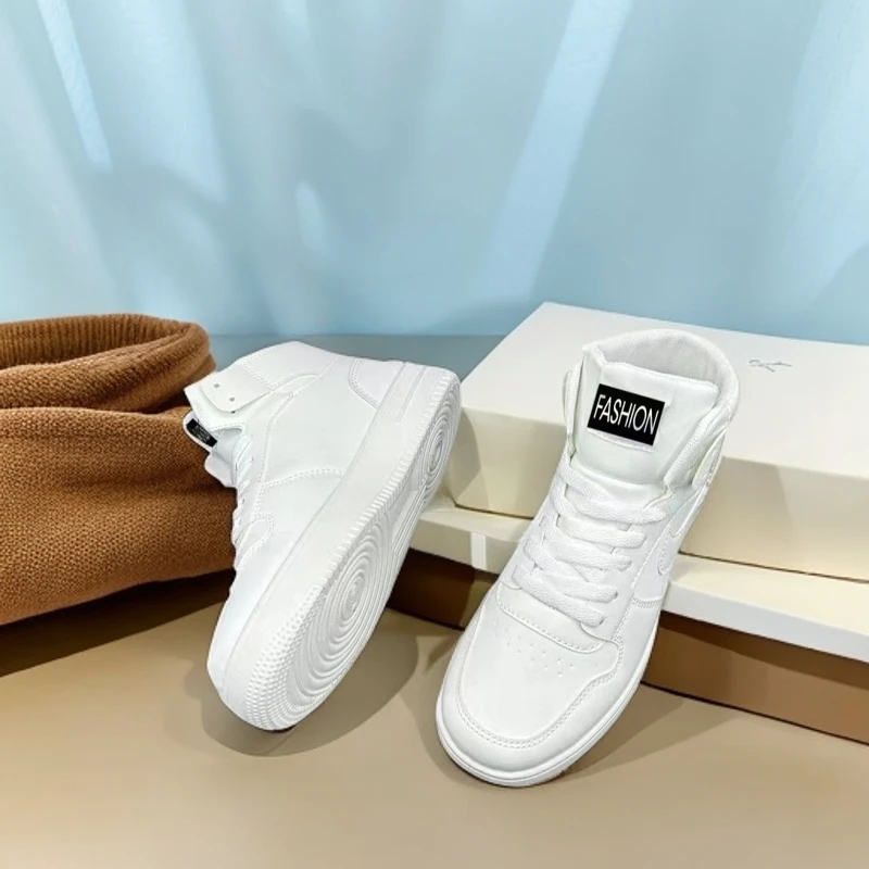 GG7838爆款时尚休闲原创高帮运动女鞋白色春秋平底百搭2025