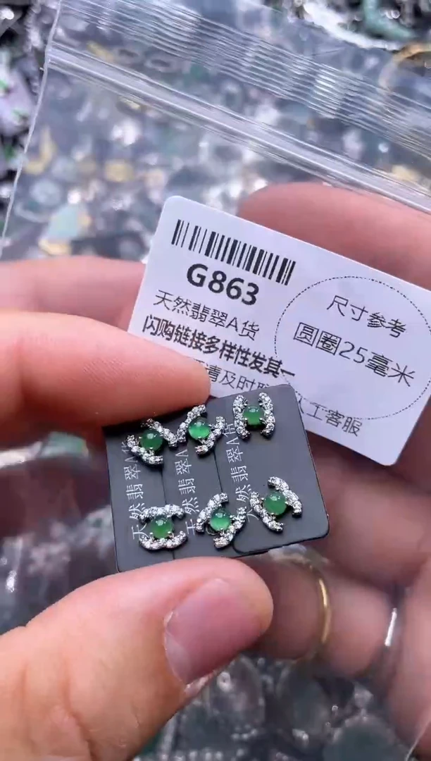【闪购商品】翡翠颈饰未镶嵌G863耳钉 多样性发其一