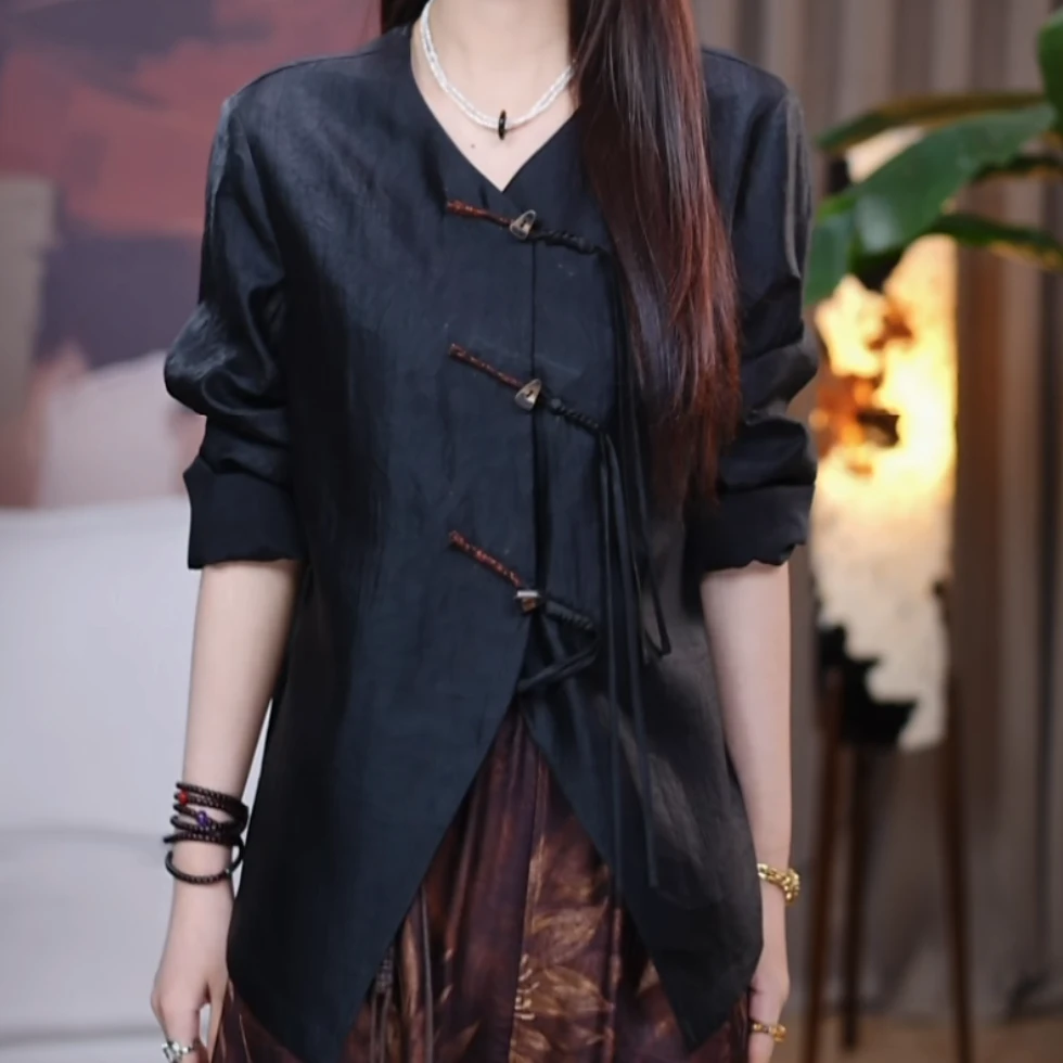 『婉君』100%桑蚕丝休闲显瘦气质长袖百搭上衣