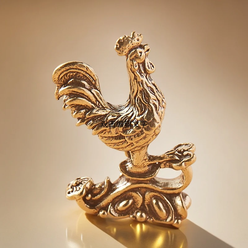 黄铜元宝公鸡摆件十二生肖鸡吉祥如意鸡家装饰茶宠桌面摆件工艺品