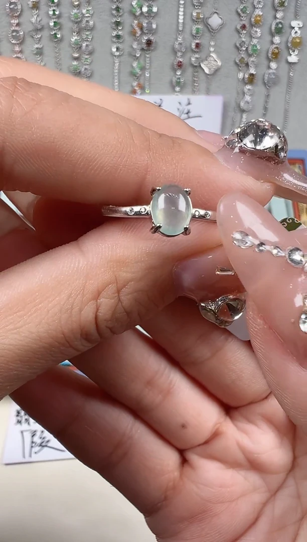 【闪购商品】翡翠戒指银S925镶嵌天然缅料保a保真保天然