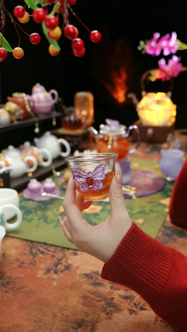 【闪购商品】紫色蝴蝶品茗杯60cc@@@@@