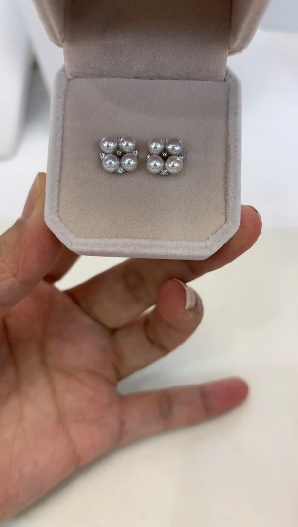 银S925镶嵌淡水珍珠耳饰1#