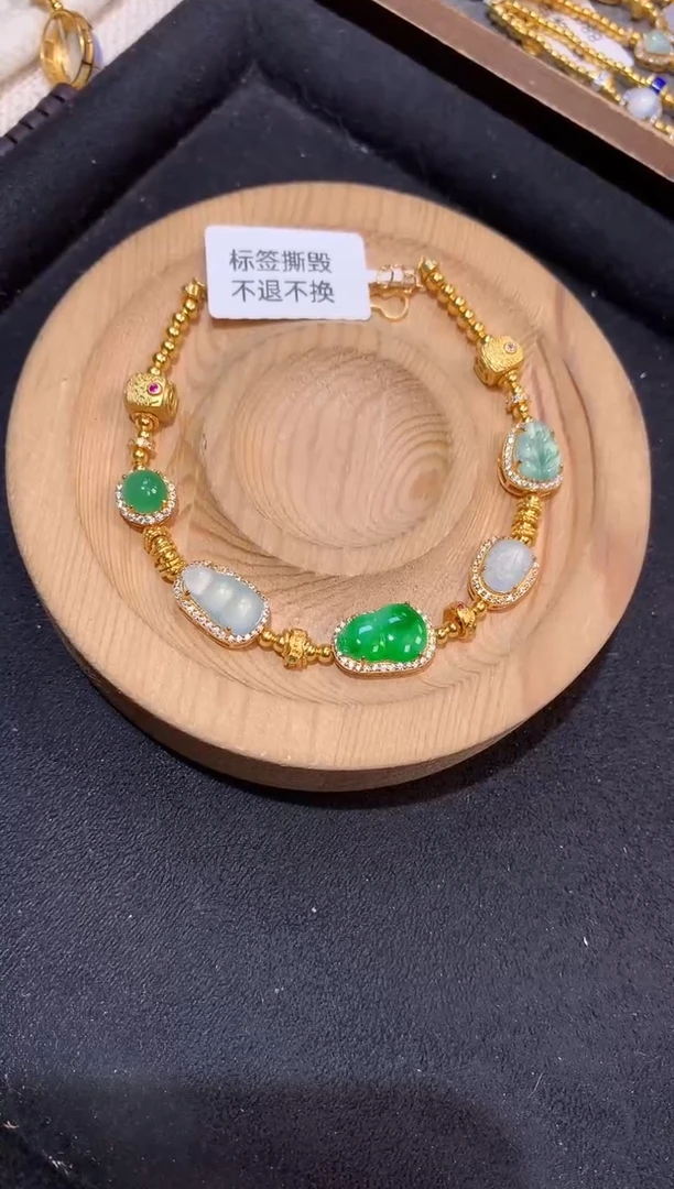 吊坠(不含链)银S925镶嵌翡翠手链