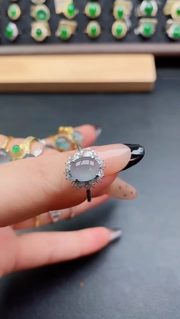 银S925镶嵌戒指翡翠1