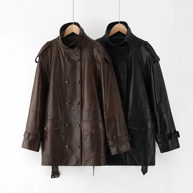 2025早春轻奢高级感过年衣服英国进口爆款2024新款秀场款皮衣女